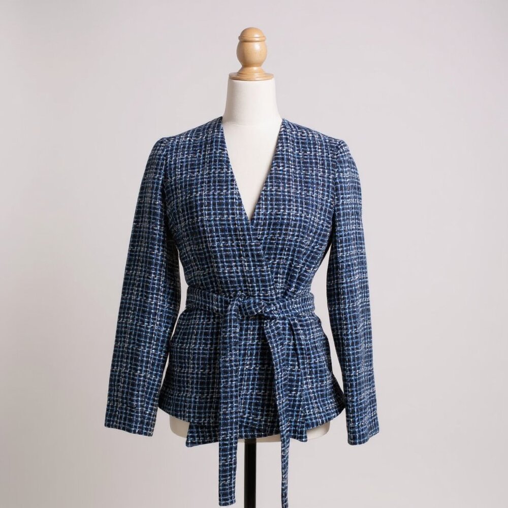 Roseanna Blue Belted Cropped Blazer – Made in France (Size S / FR 38)